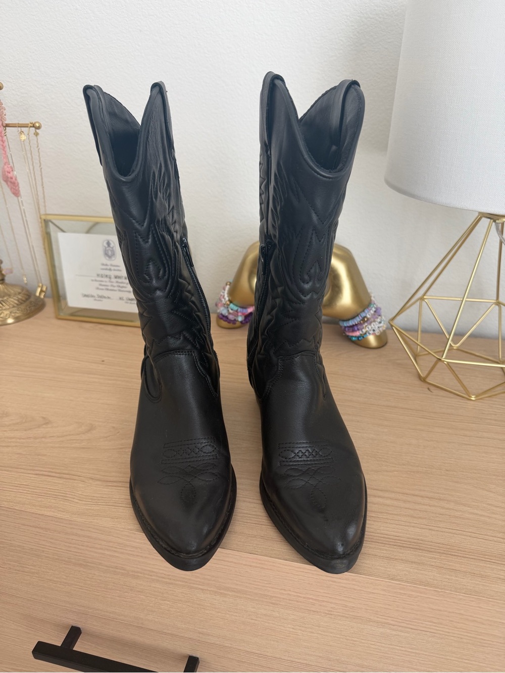 Steve Madden Black Embroidered Western Heeled Boots